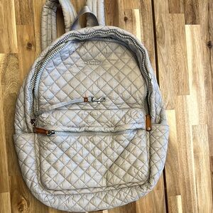MZ Wallace Light Gray Quilted Backpack